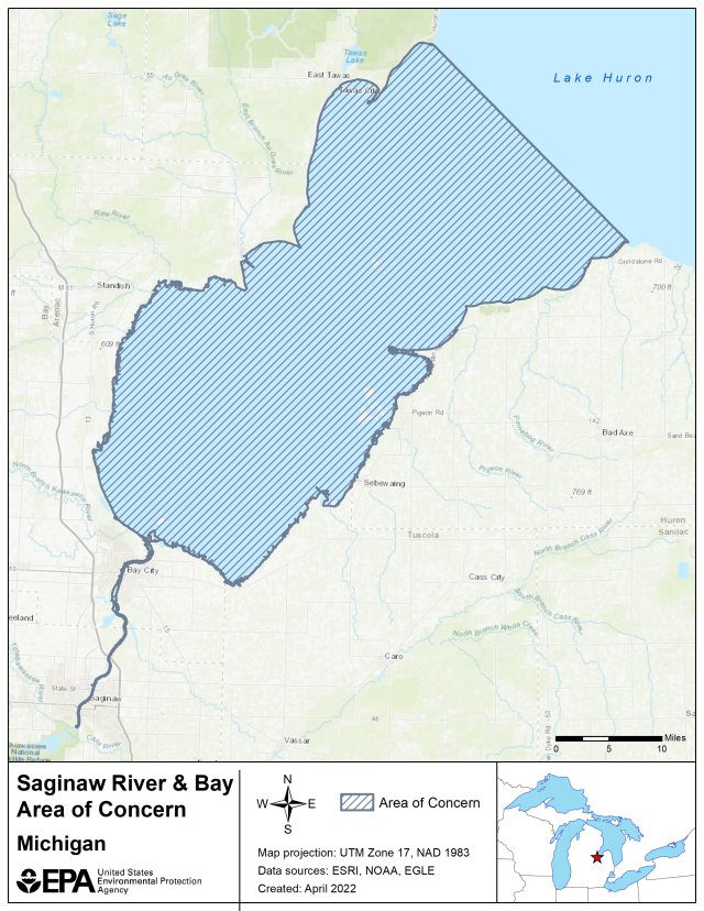 Saginaw River and Bay AOC Boundary Map US EPA